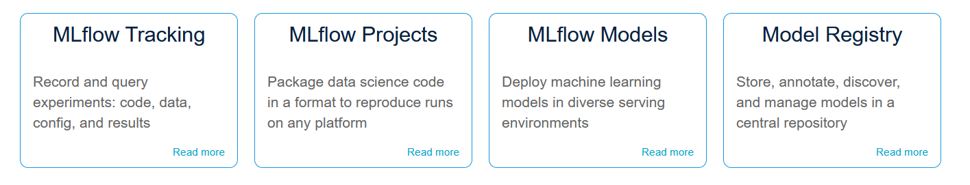 The 4 capabilities of MLFlow. Source: https://mlflow.org/